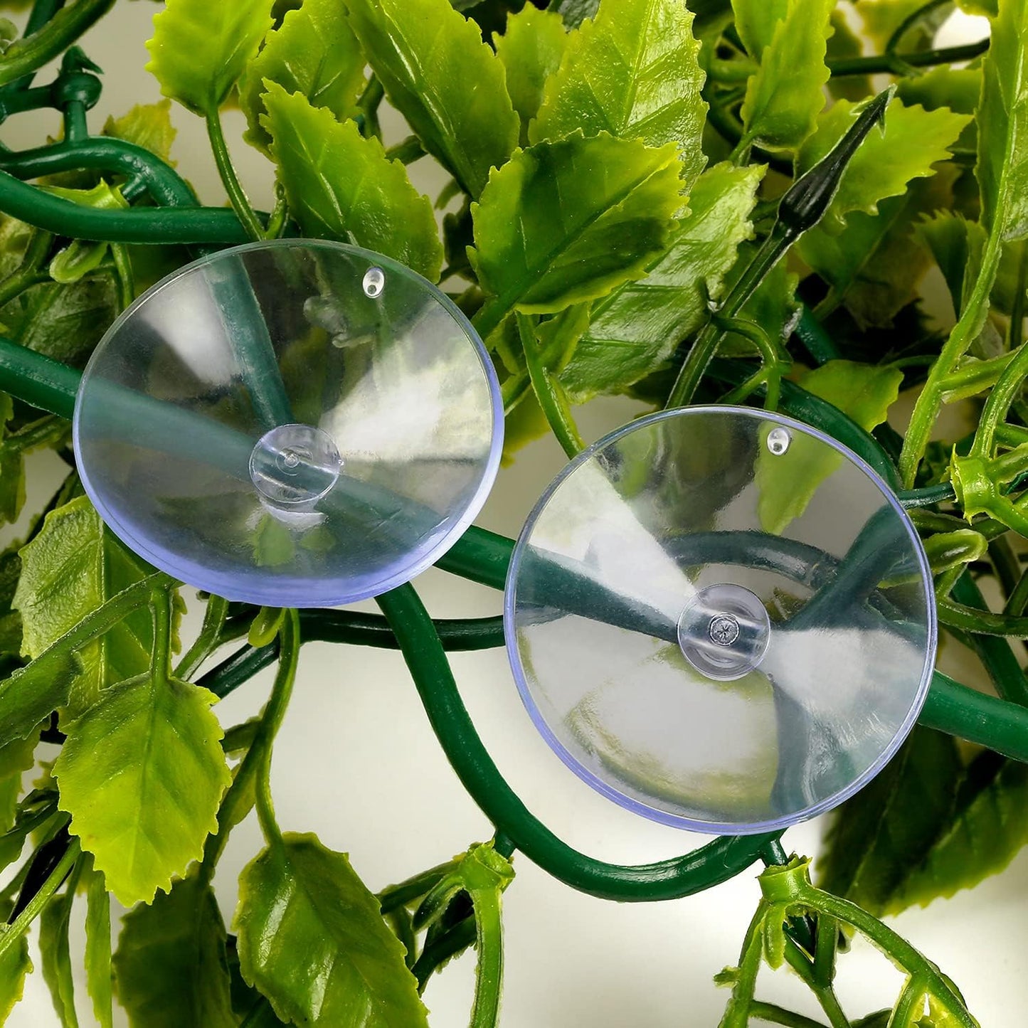 Reptile Plants, Artificial Reptile Plants Green Leaves, Terrarium Decoration with Suction Cups for Hermit Crab Lizards Geckos Snake Turtles Gecko, Reptile & Amphibian Habitat Plants