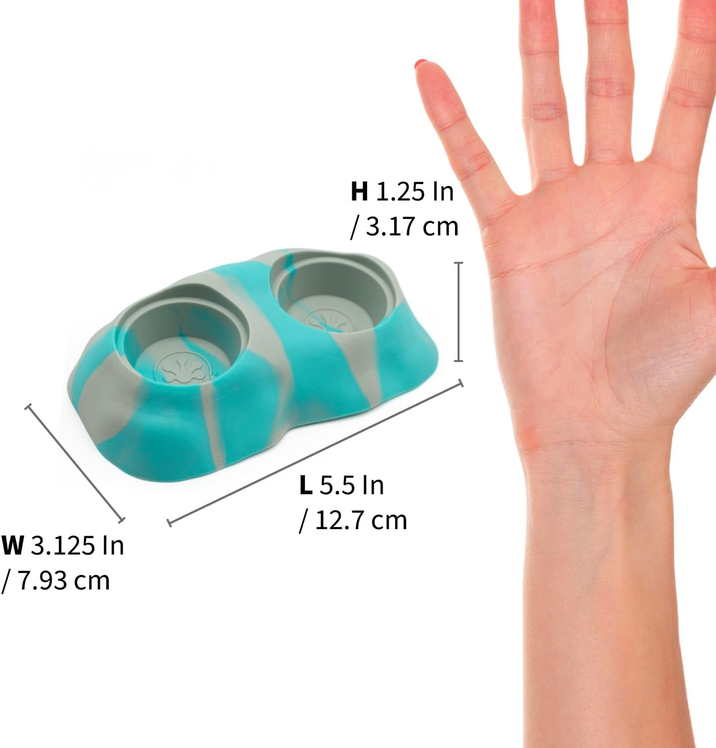 Ultimate Eco Dish, Crested Gecko Food and Water Bowl for Terrestrial Lizards, Durable Silicone Feeding Accessory for Reptile Terrariums 3.125In X 5.5In (Turquoise Marble)