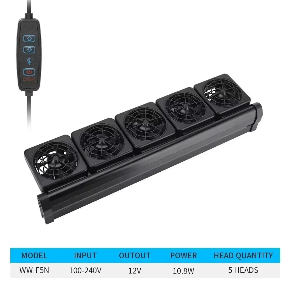 Fish Tank Fan Silent Adjustable 8-Speed Wind Speed Automatic Temperature Control Water Cooled Fish Tank Fan Aquarium Accessories