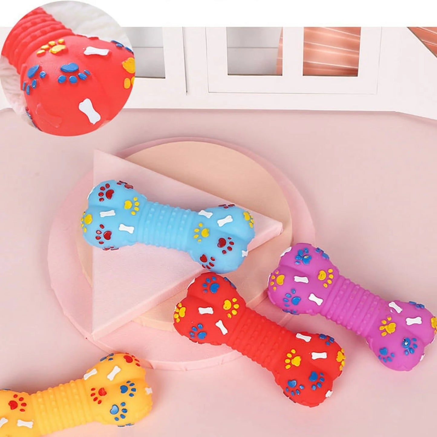 Dog Squeaky Toy Plastic Training Funny Bone Shape Dog Toy Dog Play Toy for Puppy, Random Color