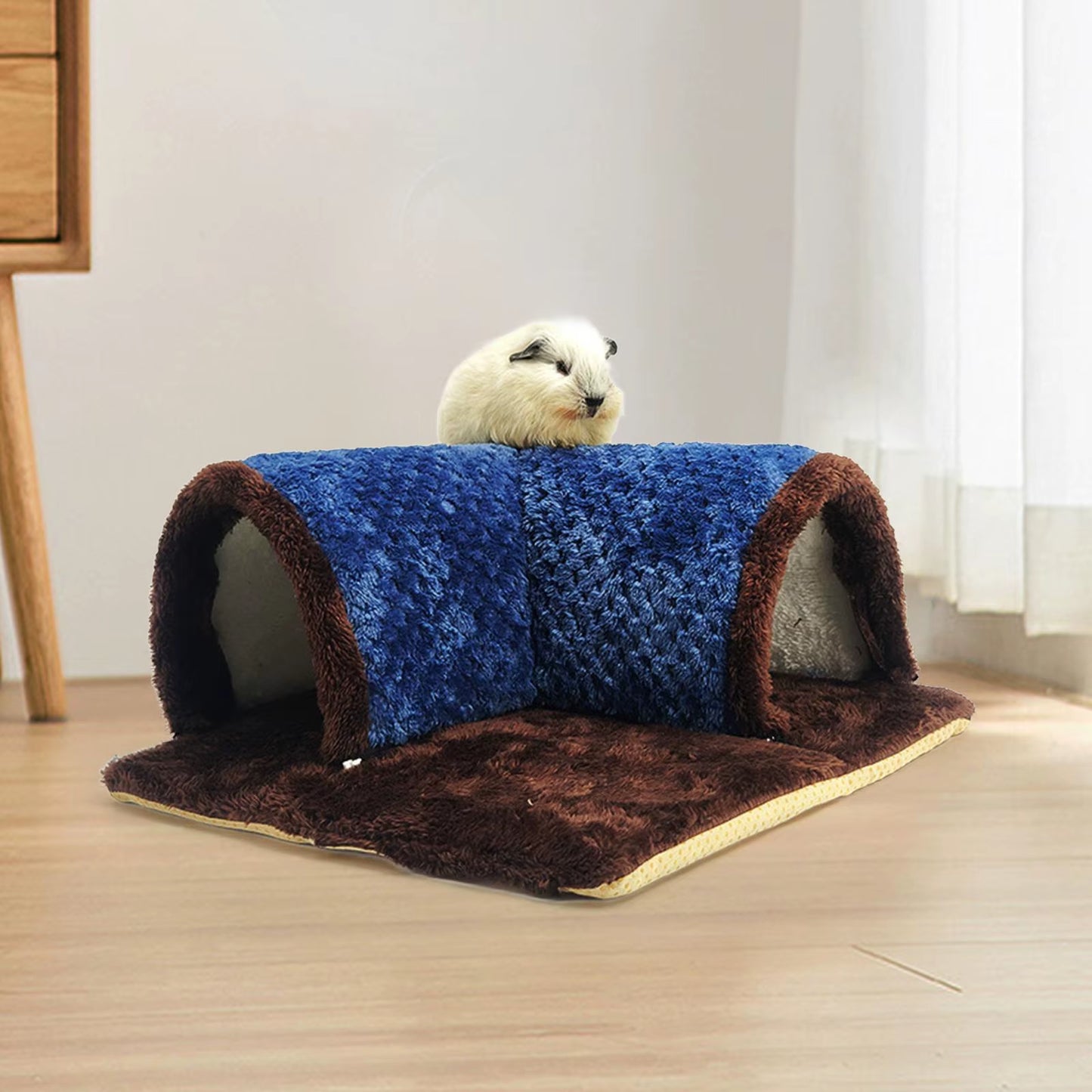 Small Animals Tunnel Guinea Pig Hideout Breathable Playground Removable Mat Pets Cave Guinea Pig House for Hamster Cat Kitten