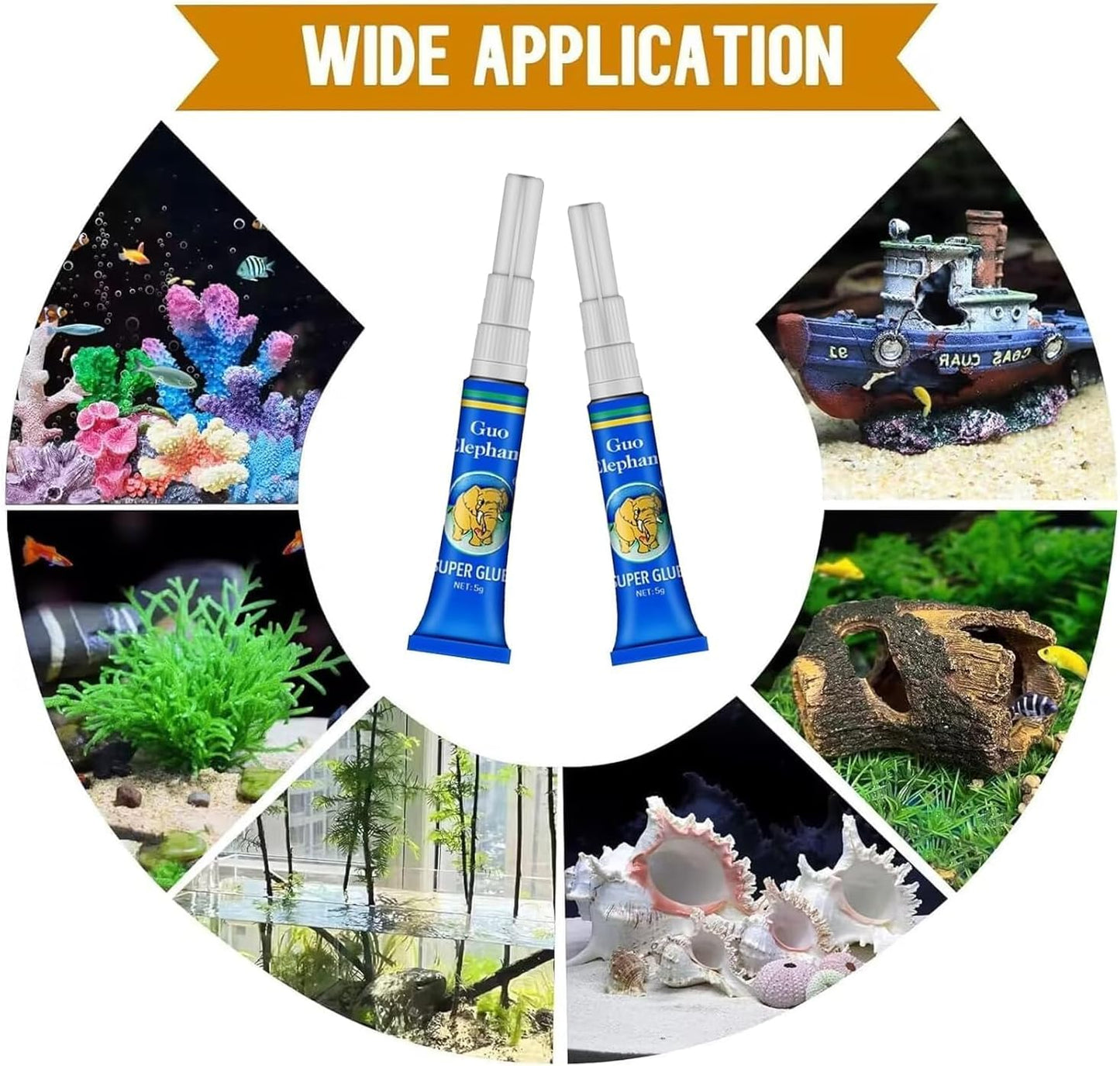 Aquarium Glue,2 Pcs Safe and Quick-Drying Aquascape Water Plant Glue for Corals Aquascaping Instant Glue for Plants, Moss, Coral, Stone, Wood,Coral, Non-Toxic, Fresh and Salt Water-Multiple Color