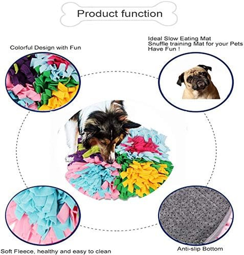 Miguo Pet Snuffle Mat Dog Slow Feeding Mat, Pet Puzzle Toys Durable Interactive Dog Toys Encourages Natural Foraging Skills Middle Dogs Puppy Rabiit Machine Washable (Colourful Square)