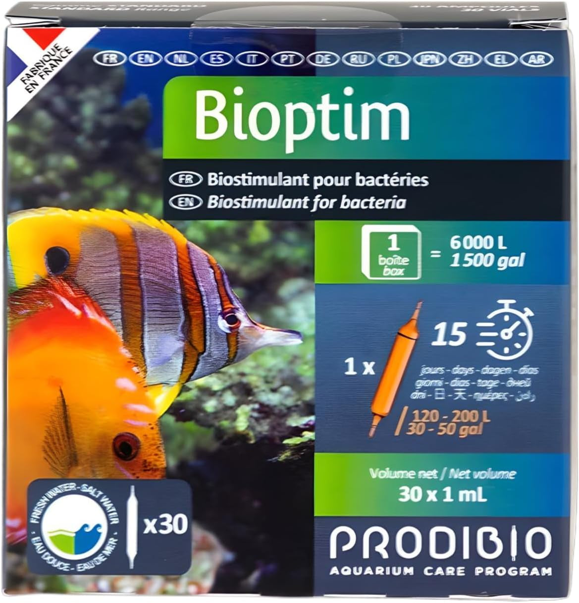 Bioptim, Nutrients for Bacteria, Saltwater, 30/1 Ml Vials, 30 Gal and Up