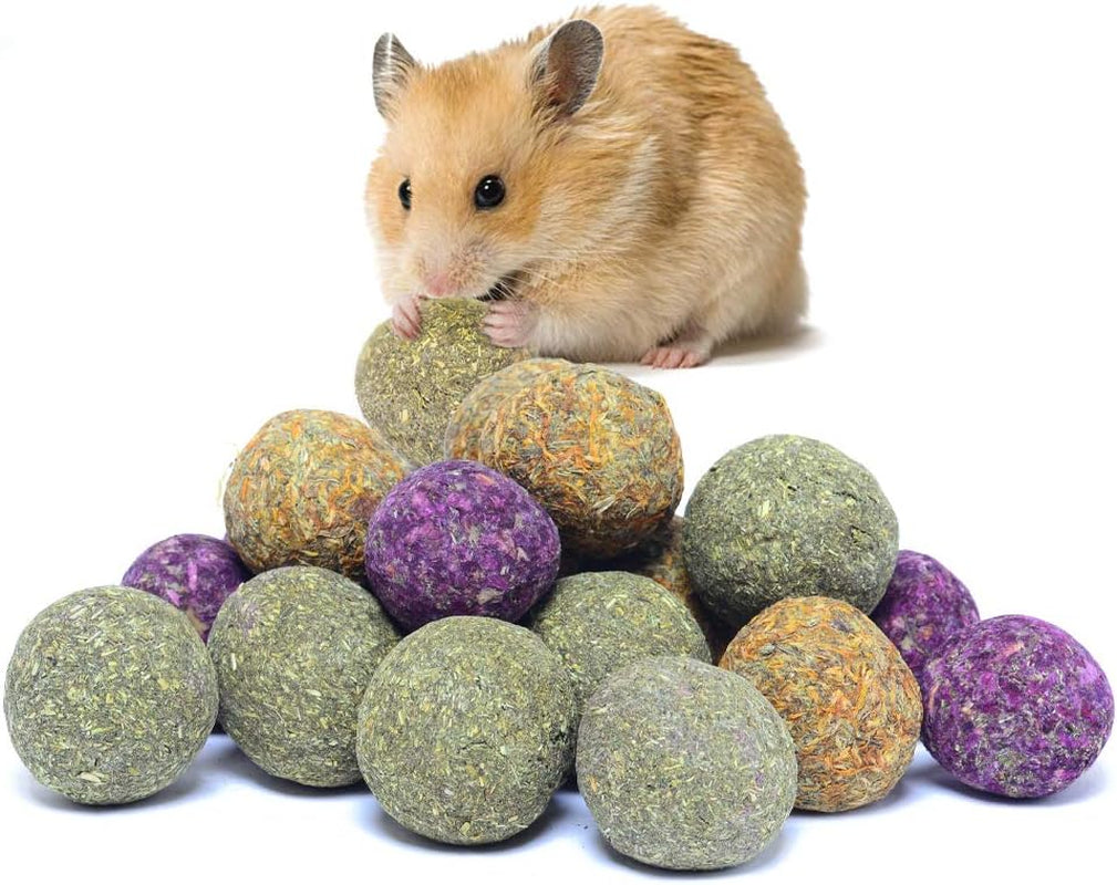 Rabbit Chew Toys,Bunny Chew Toys for Teeth, 100% Natural Flowers Flavored Timothy Hay Balls Bunny Chew Treats for Rabbits Chinchilla Hamsters Guinea Pigs Gerbils Groundhog Squirrels