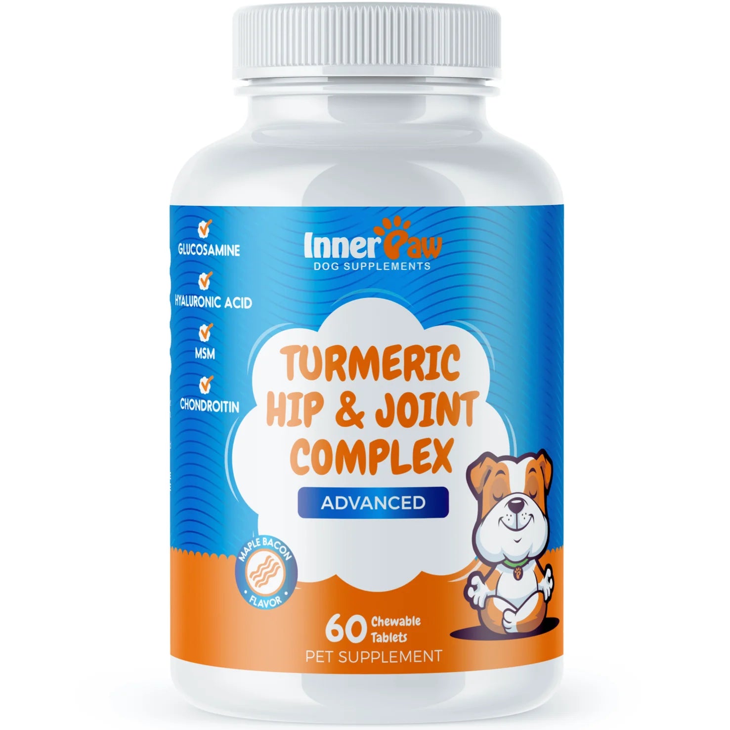 Turmeric Hip & Joint Chewable Tablets for Dogs - Maximum Strength - MSM - anti Inflammatory - Pain Relief - Joint Health - 60 Chewable Tablets