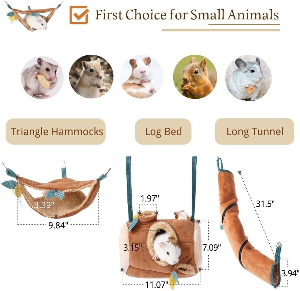 Hamster Hammock Rat Cage Accessories Hanging Bed for Guinea Pigs Rats Sugar Glider Squirrel Small Animals Chinchilla