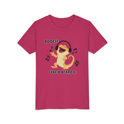 Boogie like a Beardie Bearded Dragon Youth Short Sleeve Tee with Fun Music Design, Kids Music Shirt, Casual Summer Top