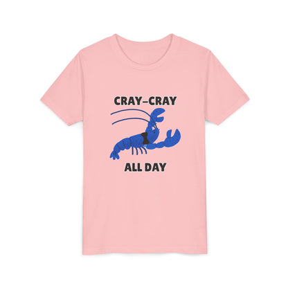 Crayfish Cray-Cray All Day Electric Mini Lobster Youth Tee, Fun Kids Shirt, Summer Outfit