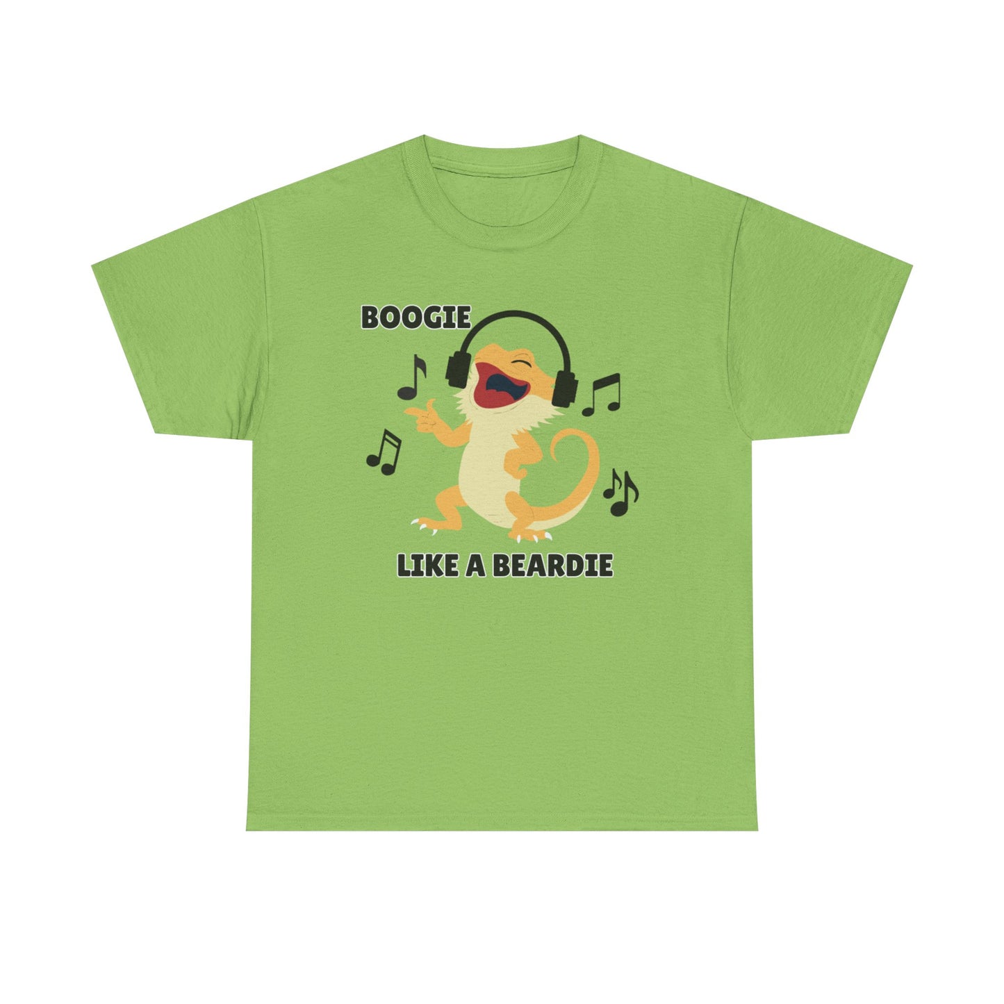 Adult Sizes: Boogie like a Beardie Bearded Dragon Unisex Heavy Cotton Tee with Fun Design - "Boogie Like a Beardie" Graphic, Music Lover Gift, Cute Shirt for Reptile Lovers