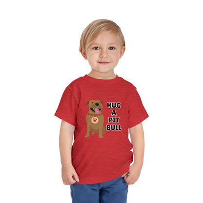 Toddler Sizes: Hug a Pitbull, Animal Rescue, Animal Adoption, Pit Bull Love Tee - Cute Short Sleeve Shirt for Kids, Animal Lovers Gift, Dog Lover Apparel, Playful Toddler Outfit, Funny Pet Tee
