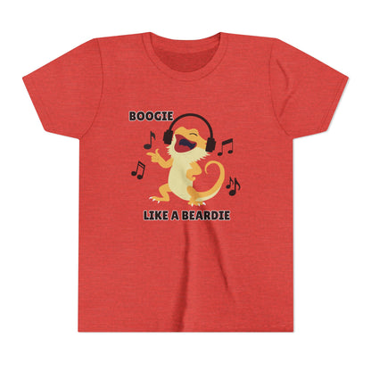 Boogie like a Beardie Bearded Dragon Youth Short Sleeve Tee with Fun Music Design, Kids Music Shirt, Casual Summer Top