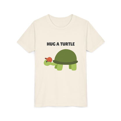 Hug a Turtle Youth Tee - Fun Nature Shirt, Children's Gift, Green Turtle Art, Ocean Conservation, Cute Animal Shirt