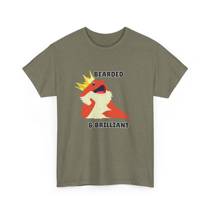 Adult Sizes: Bearded & Brilliant Bearded Dragon Crown Tee, Fun Graphic T-Shirt, Unique Gift for Geeks, Casual Wear, Birthday Present, Quirky Humor Shirt