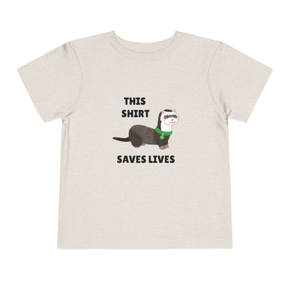 Toddler Sizes: This shirt Saves Lives Tee with Fun Ferret Design - Cute Short Sleeve Shirt, Animal Rescue, Animal Adoption, Kids Apparel, Gift for Animal Lovers, Playtime Wear
