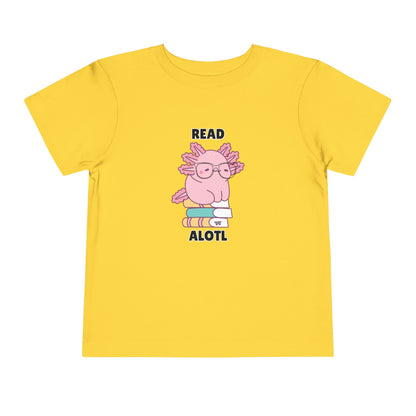 Toddler Sizes: Read Alotl Axolotl Cute Toddler Tee - "Read Alotl" Design, Kids' Short Sleeve T-Shirt, Gift for Book Lovers, Fun Reading Apparel, Toddler Gift Idea