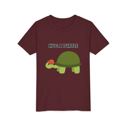 Hug a Turtle Youth Tee - Fun Nature Shirt, Children's Gift, Green Turtle Art, Ocean Conservation, Cute Animal Shirt