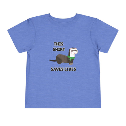 Toddler Sizes: This shirt Saves Lives Tee with Fun Ferret Design - Cute Short Sleeve Shirt, Animal Rescue, Animal Adoption, Kids Apparel, Gift for Animal Lovers, Playtime Wear