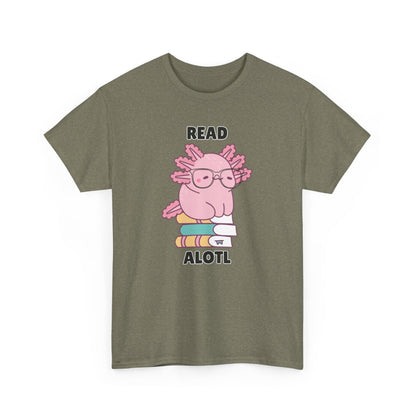 Adult Sizes: Read Alotl Cute Axolotl Reading Tee, Perfect for Book Lovers, Gifts for Readers, Fun Graphic Shirt, Animal Lover Apparel, Axolotl Merchandise