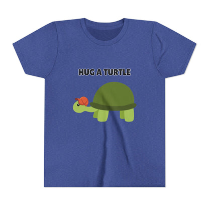 Hug a Turtle Youth Tee - Fun Nature Shirt, Children's Gift, Green Turtle Art, Ocean Conservation, Cute Animal Shirt