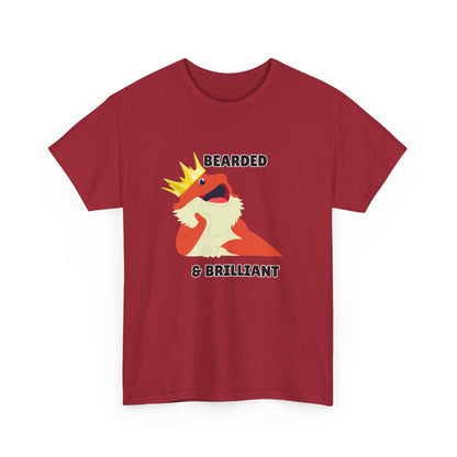 Adult Sizes: Bearded & Brilliant Bearded Dragon Crown Tee, Fun Graphic T-Shirt, Unique Gift for Geeks, Casual Wear, Birthday Present, Quirky Humor Shirt