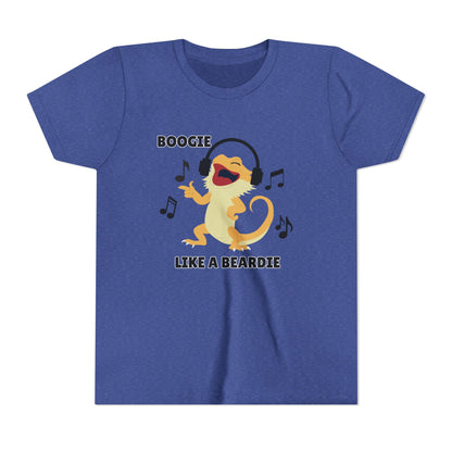 Boogie like a Beardie Bearded Dragon Youth Short Sleeve Tee with Fun Music Design, Kids Music Shirt, Casual Summer Top