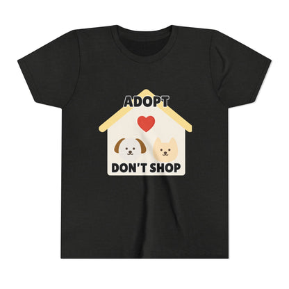 Adopt Don't Shop Youth Tee, Kid's Animal Love Shirt, Animal Rescue T-Shirt, Pet Adoption Awareness Tee, Gift for Dog and Cat Lovers