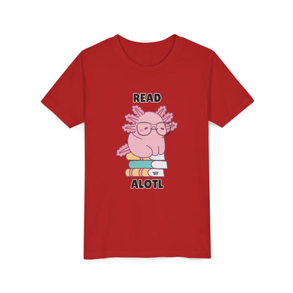 Youth Short Sleeve Tee Read Alotls Design - Fun Kids' Tee, Perfect for Book Lovers, Reading Theme, School Wear