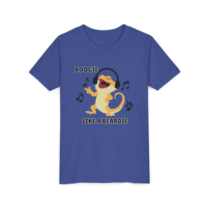Boogie like a Beardie Bearded Dragon Youth Short Sleeve Tee with Fun Music Design, Kids Music Shirt, Casual Summer Top