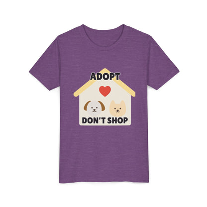 Adopt Don't Shop Youth Tee, Kid's Animal Love Shirt, Animal Rescue T-Shirt, Pet Adoption Awareness Tee, Gift for Dog and Cat Lovers