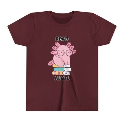 Youth Short Sleeve Tee Read Alotls Design - Fun Kids' Tee, Perfect for Book Lovers, Reading Theme, School Wear