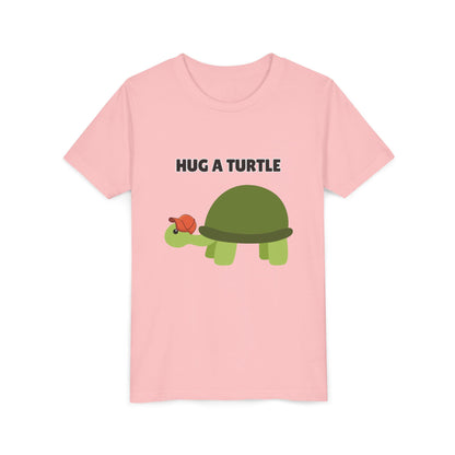 Hug a Turtle Youth Tee - Fun Nature Shirt, Children's Gift, Green Turtle Art, Ocean Conservation, Cute Animal Shirt