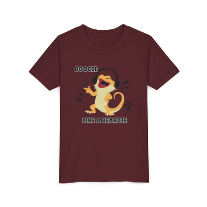 Boogie like a Beardie Bearded Dragon Youth Short Sleeve Tee with Fun Music Design, Kids Music Shirt, Casual Summer Top