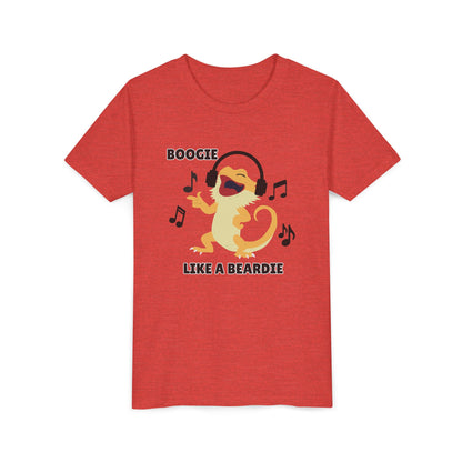 Boogie like a Beardie Bearded Dragon Youth Short Sleeve Tee with Fun Music Design, Kids Music Shirt, Casual Summer Top