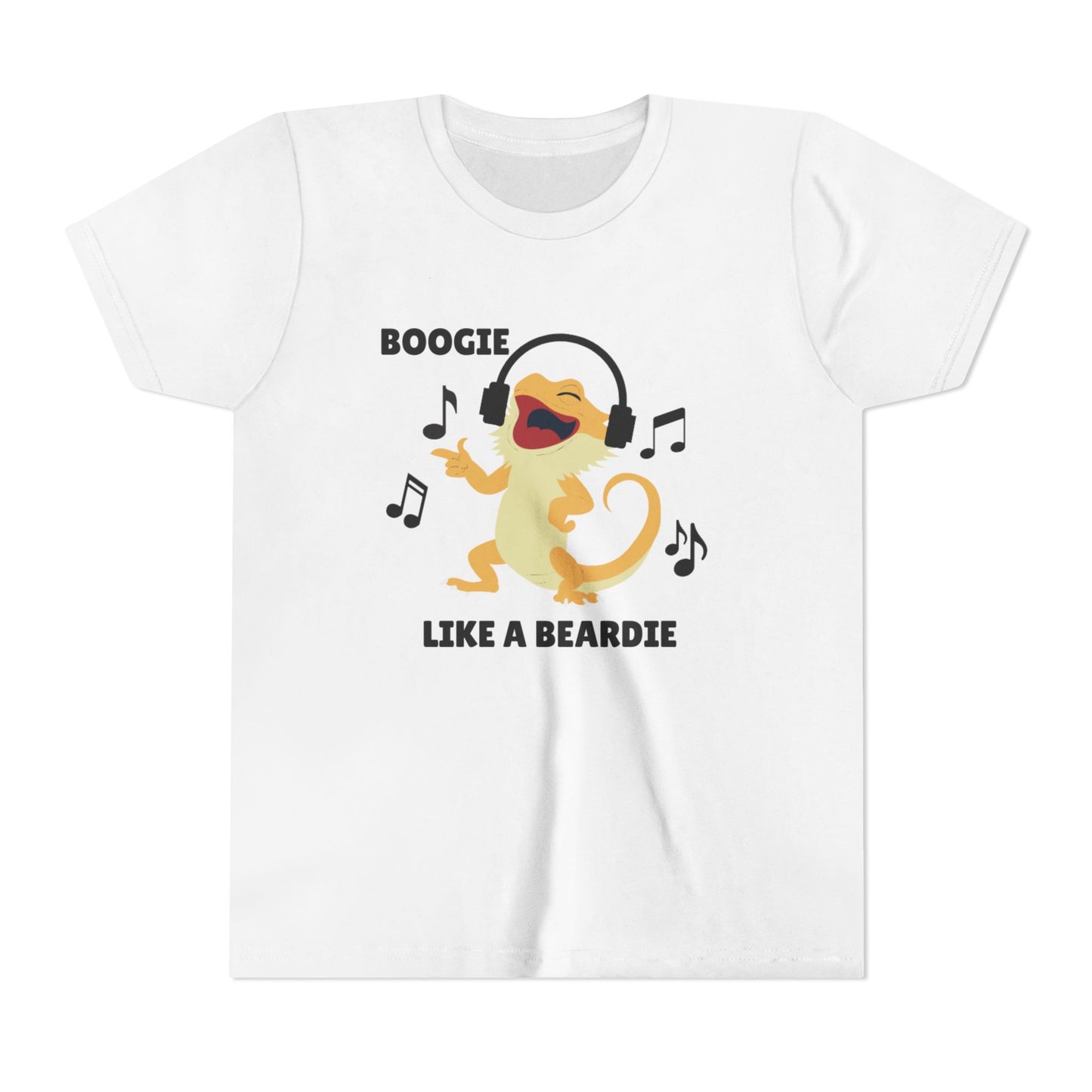 Boogie like a Beardie Bearded Dragon Youth Short Sleeve Tee with Fun Music Design, Kids Music Shirt, Casual Summer Top