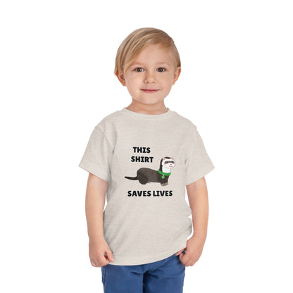 Toddler Sizes: This shirt Saves Lives Tee with Fun Ferret Design - Cute Short Sleeve Shirt, Animal Rescue, Animal Adoption, Kids Apparel, Gift for Animal Lovers, Playtime Wear