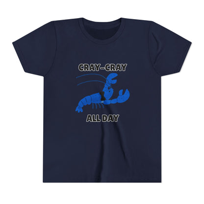Crayfish Cray-Cray All Day Electric Mini Lobster Youth Tee, Fun Kids Shirt, Summer Outfit
