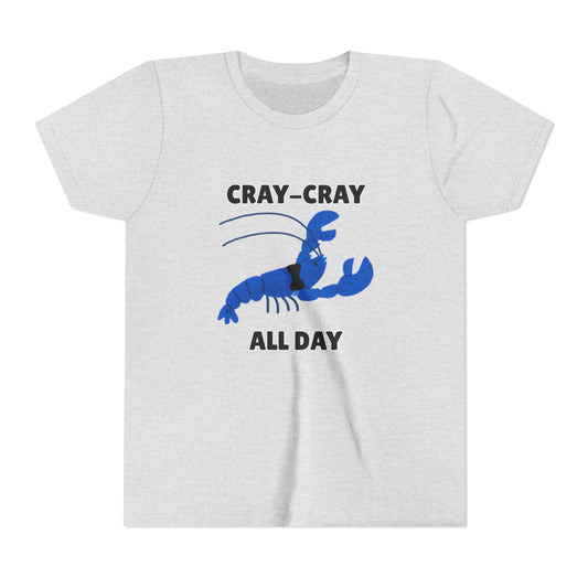 Crayfish Cray-Cray All Day Electric Mini Lobster Youth Tee, Fun Kids Shirt, Summer Outfit