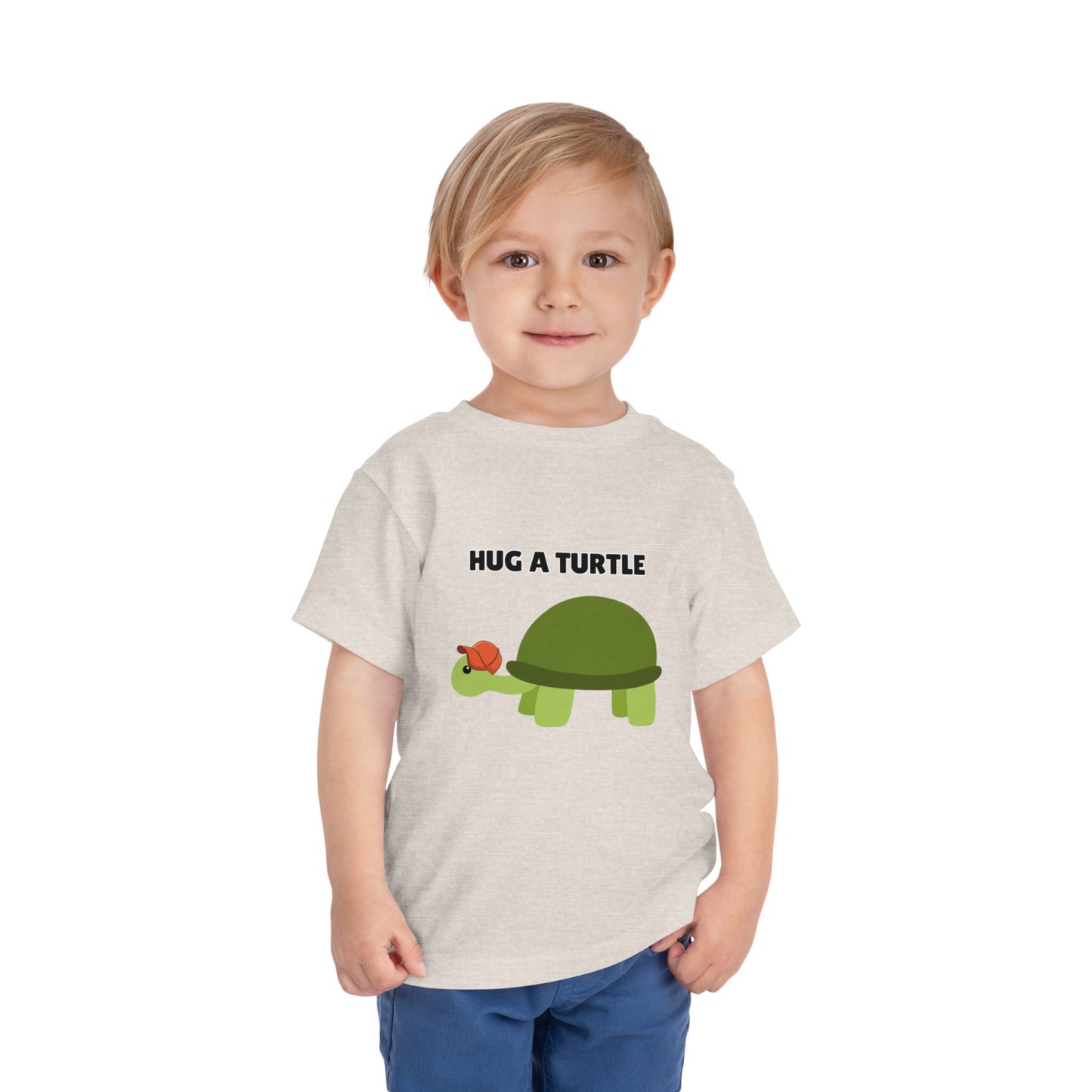 Toddler Sizes: Hug a Turtle Short Sleeve Tee - Hug a Turtle, Cute Kids Shirt, Funny Animal Tee, Eco-Friendly Gift, Summer Outfit
