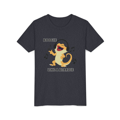 Boogie like a Beardie Bearded Dragon Youth Short Sleeve Tee with Fun Music Design, Kids Music Shirt, Casual Summer Top