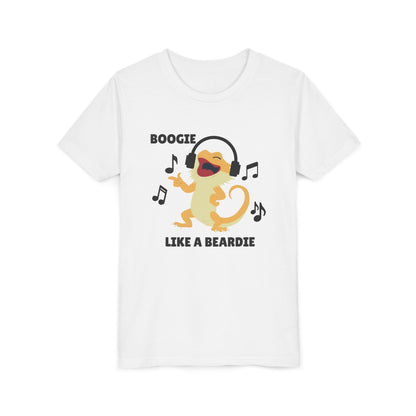 Boogie like a Beardie Bearded Dragon Youth Short Sleeve Tee with Fun Music Design, Kids Music Shirt, Casual Summer Top