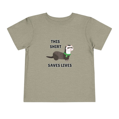 Toddler Sizes: This shirt Saves Lives Tee with Fun Ferret Design - Cute Short Sleeve Shirt, Animal Rescue, Animal Adoption, Kids Apparel, Gift for Animal Lovers, Playtime Wear