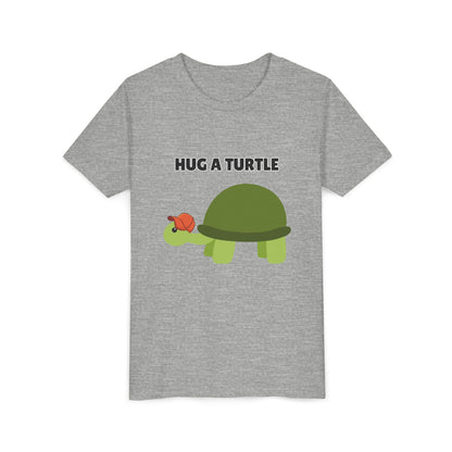 Hug a Turtle Youth Tee - Fun Nature Shirt, Children's Gift, Green Turtle Art, Ocean Conservation, Cute Animal Shirt