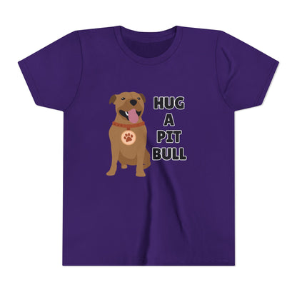 Hug a Pit Bull Youth Tee, Dog Lover Shirt, Kids Animal T-Shirt, Pet Adoption Awareness, Cute Gift, Animal Rescue Apparel