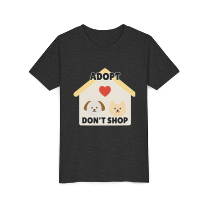 Adopt Don't Shop Youth Tee, Kid's Animal Love Shirt, Animal Rescue T-Shirt, Pet Adoption Awareness Tee, Gift for Dog and Cat Lovers