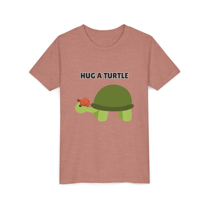 Hug a Turtle Youth Tee - Fun Nature Shirt, Children's Gift, Green Turtle Art, Ocean Conservation, Cute Animal Shirt