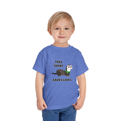 Toddler Sizes: This shirt Saves Lives Tee with Fun Ferret Design - Cute Short Sleeve Shirt, Animal Rescue, Animal Adoption, Kids Apparel, Gift for Animal Lovers, Playtime Wear