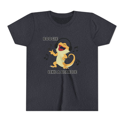 Boogie like a Beardie Bearded Dragon Youth Short Sleeve Tee with Fun Music Design, Kids Music Shirt, Casual Summer Top