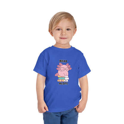 Toddler Sizes: Read Alotl Axolotl Cute Toddler Tee - "Read Alotl" Design, Kids' Short Sleeve T-Shirt, Gift for Book Lovers, Fun Reading Apparel, Toddler Gift Idea