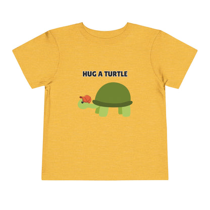 Toddler Sizes: Hug a Turtle Short Sleeve Tee - Hug a Turtle, Cute Kids Shirt, Funny Animal Tee, Eco-Friendly Gift, Summer Outfit